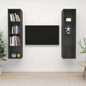 Nástenné TV skrinky 2 ks sivé drevotrieska