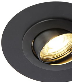 Okrúhle zapustené bodové svetlo čierne sklápateľné s výplňovým krúžkom - Edu