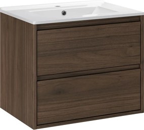 Závěsná skříňka Villa Lava se zápustným umyvadlem 60 cm ořech