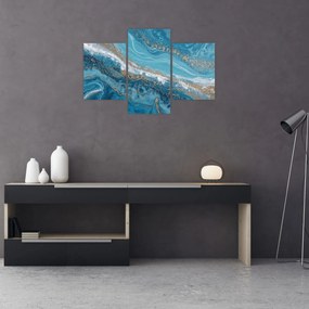 Obraz - Bledomodrý mramor so zlatom I. (90x60 cm)