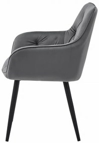 Jedálenská stolička JORK zamatová, tmavosivá (čierne nohy)