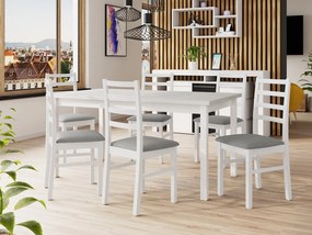 Rozkladací jedálenský stôl so 6 stoličkami AL02, Morenie: biela - L, Poťahové látky: Hygge D91