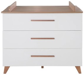 Nízka detská komoda v dekore duba s prebaľovacím pultom v bielo-prírodnej farbe 110x98 cm – Roba