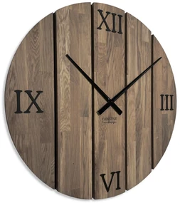 Dekorstudio Drevené hodiny na stenu Solid OAK hnedé 80cm