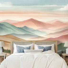 Fototapeta pastelové hory v akvareli