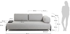 Béžovo-sivá pohovka s malým odkladacím priestorom Kave Home Compo