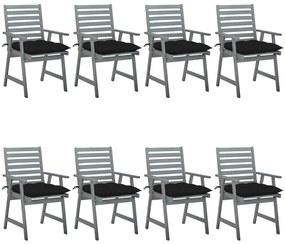Záhradné jedálenské stoličky s vankúšmi 8 ks akáciový masív 3078453
