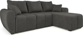 Rozkladacia obojstranná sedacia súprava do L SEVIO 246x145 cm, tmavosivá + 2 vankúšiky ZDARMA