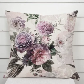 Biante Dekoračná obliečka na vankúš Parma PM-112 Fialové kvety na smotanovom 60 x 60 cm