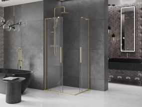Mexen Velar L Duo, sprchový kút s posuvnými dverami 100 x 90 cm, 8mm číre sklo, zlatá matná, 871-100-090-02-03-55