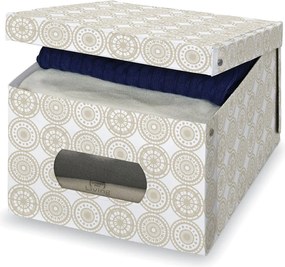 Domopak Úložný box s vekom ELLA béžový, L