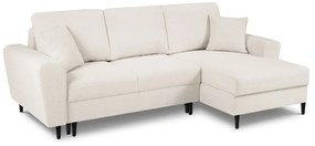 Béžová rozkladacia/s úložným priestorom rohová pohovka z textílie buklé (pravý roh/s leňoškou) Kyoto – Cosmopolitan Design