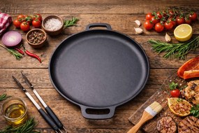 Liatinová grilovacia panvica BestBerg BBBQ-10GP / Ø 34,5 cm / antracitová