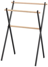 Stojan na osušky Nn6195 59x40x87cm čierny/bambus