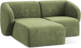 Zelená ženilková rohová pohovka (ľavý roh/s leňoškou) Lani – Makamii