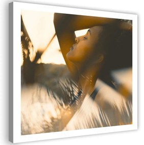 Obraz na plátně Žena na pláži - 60x60 cm