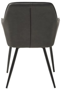 Tmavosivé čalúnené jedálenské kreslá v súprave s podrúčkami 2 ks Nolan Stripe – Unique Furniture