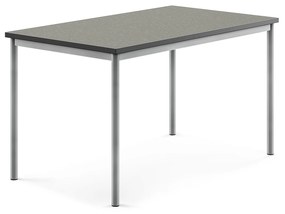 Stôl SONITUS, 1400x800x760 mm, linoleum - tmavošedá, strieborná