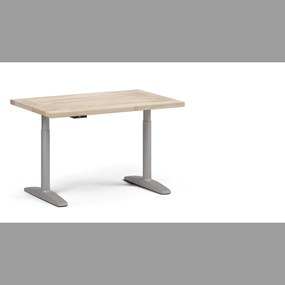 Výškovo nastaviteľný pracovný stôl OBOL do dielne, elektrický, 1200 x 800 x 690-1340 mm, sivá zaoblená podnož