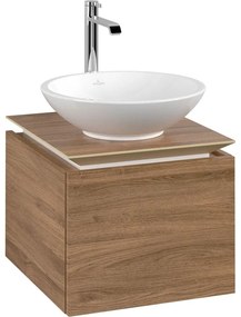 VILLEROY &amp; BOCH Legato závesná skrinka pod umývadlo na dosku (umývadlo v strede), 1 zásuvka, 450 x 500 x 380 mm, Oak Kansas, B56500RH