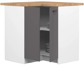 Spodná rohová kuchynská skrinka s doskou OLIWIA S90/90 biela / sivá