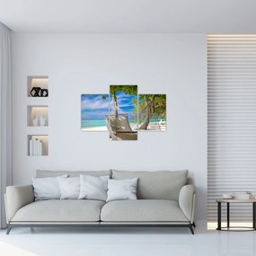 Obraz - Hojdacia sieť na pláži (90x60 cm)