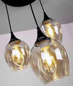 Candellux Čierno-hnedý závesný luster Aspa pre žiarovku 3x E27 s guľatou základňou 33-00613