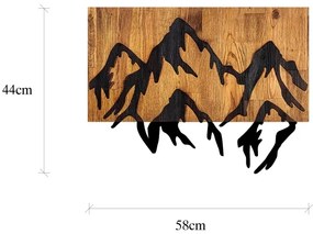 Nástenná dekorácia 58x44 cm hory drevo/kov