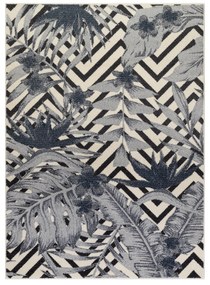 Koberec HEOS 78540  krémovo / modrý LISTY DŽUNGLE