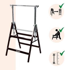 Teleskopické lešenárske kozy DANNY, sada 2 ks, max. 200 kg, 60 x 56 x 81-130cm, strieborná/čierna Jurhan