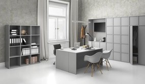 Kancelárska skriňa FRAME, čierna podnož, 12x dvere, 1299 x 450 x 2185 mm, PUSH-lock, sivá