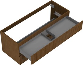 Mexen Rivel, kúpeľňová skrinka 120 cm, 2 zásuvky, drážkovaná, orech, 91A20-12047-2-BFF86