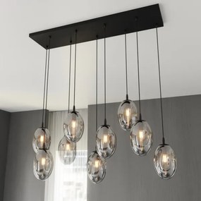 Luster na lanku ASTRAL 9xE14/10W/230V čierna/dymová