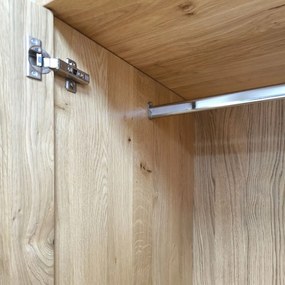 Dubová drevená šatníková skriňa s 3 zásuvkami, 90x60x200 cm Bez políc