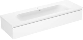 Mexen Orio, kúpeľňová skrinka 140 cm s umývadlom Vela, 1 zásuvka, biela matná, 91A10-14023-1-BF01-W23M01