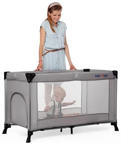 KINDERKRAFT - Cestovná postieľka Baby Tiger VIKI šedá