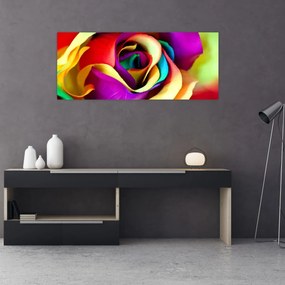 Obraz - Farebná ruža (120x50 cm)