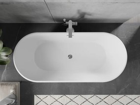Mexen Flavia, voľne stojaca vaňa 170 x 75 cm, biela, chrómový prepad, 54031708000-01