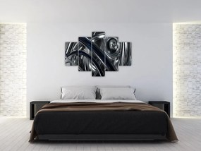 Obraz sivej abstrakcie s modrou (150x105 cm)