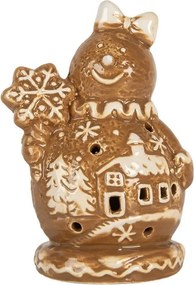 Christmas Decoration Snowman 9x7x13 Cm Brown Ceramic - 9*7*13 cm