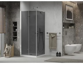 Mexen Lima, sprchovací kút so skladacími dverami 70 (dvere) x 70 (stena) cm, 6mm šedé sklo, chrómový profil + slim sprchová vanička biela, 856-070-070-01-40-4010