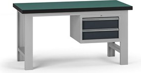 Pracovný stôl do dielne G8, 1500 x 750 x 800 mm, 1x kontejner, 2 zásuvky, grafit