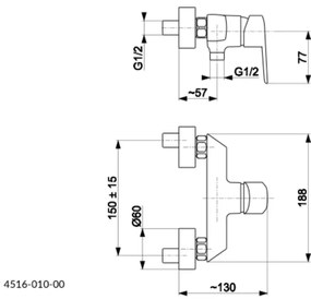 KFA Armatura 4516-010-00 - Sprchová batéria GERMAN lesklý chróm