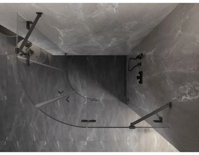 Mexen Lunar, pravý polkruhový sprchový kút 90 x 70 cm, 8mm číre sklo, grafitový profil, 833-090P-070L-95-00