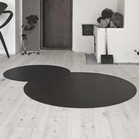Kožený koberec Circle, set 2 ks – čierny