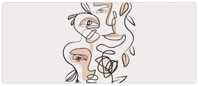 Obraz - Line art tváre (120x50 cm)