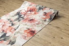 Protišmykový behúň LOTUS BOUQUET 52900 kvety béžový / ružový - Výpredaj