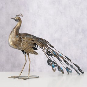 Záhradná kovová figúrka Pavo, 47x64 cm, hnedá