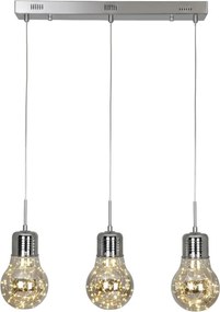 Závesné svietidlo Bulb 3, chrómové telo svietidla, ch