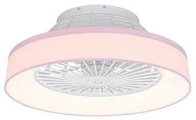 Stropný ventilátor ružový vrátane LED s diaľkovým ovládaním - Emily